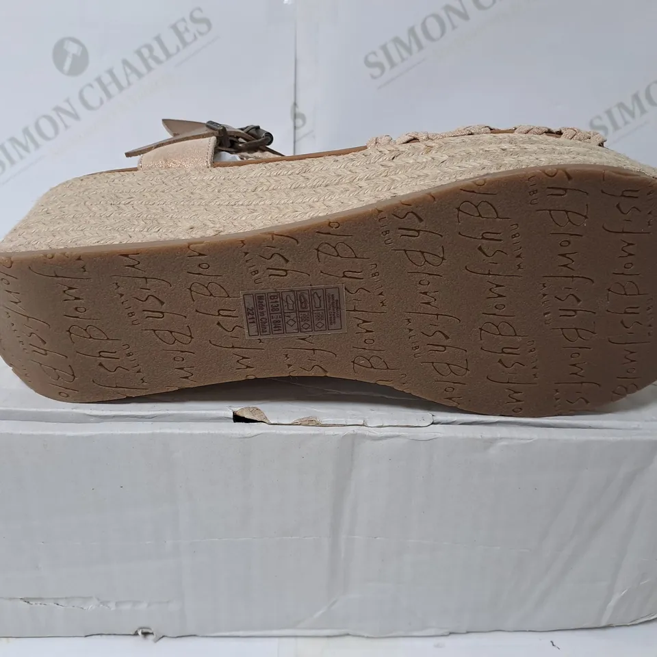 BOXED BLOWFISH  OPEN TOE WEDGES GOLD  SIZE 8