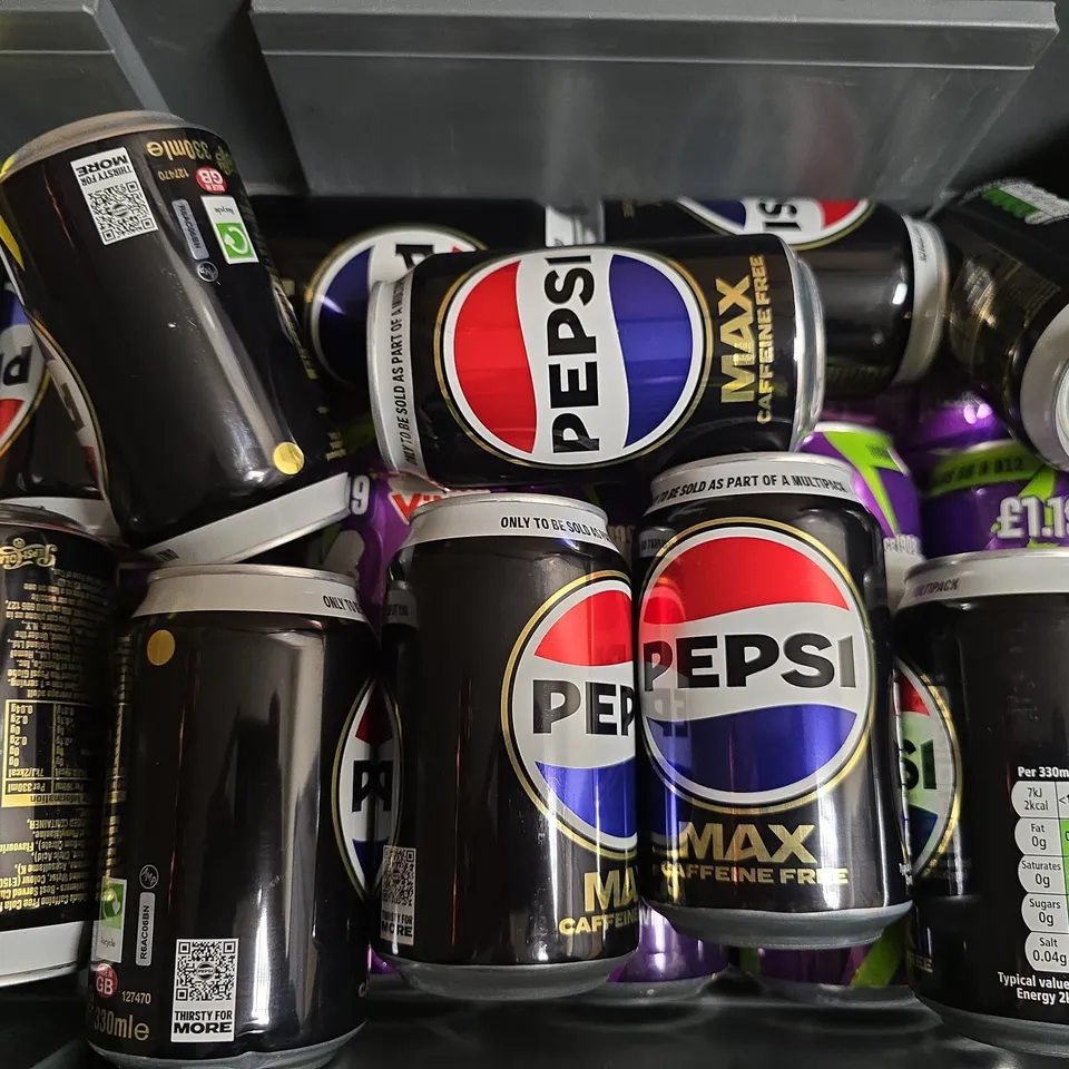 APPROXIMATELY 16 ASSORTED DRINKS TO INCLUDE PEPSI MAX CAFFEINE FREE & VIMTO ENERGY