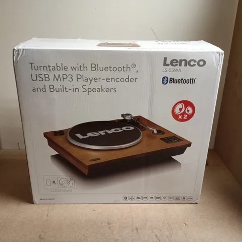 LENCO LS-55WA TURNTABLE WITH BLUETOOTH, USB MP3 PLAYER & BUILT-IN SPEAKERS – BOXED