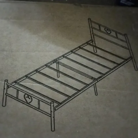BOXED SINGLE BED FRAME WITH METAL SLATTED PARTS