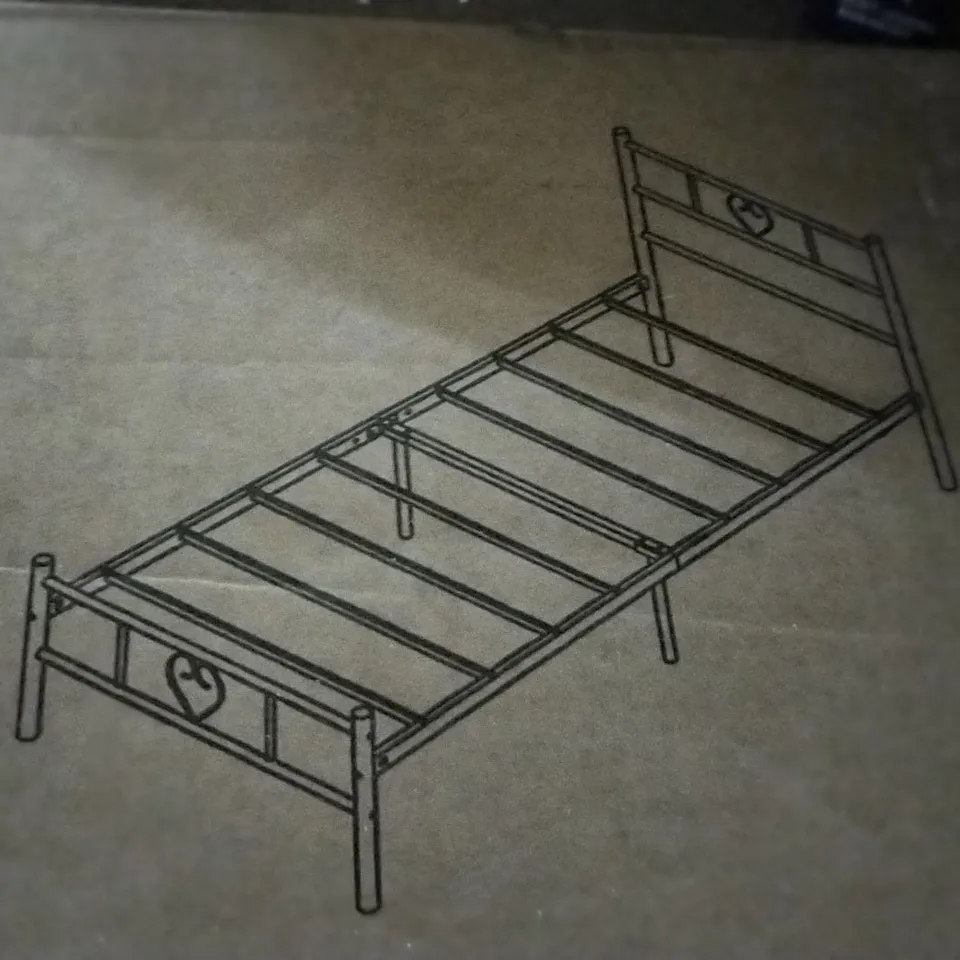 BOXED SINGLE BED FRAME WITH METAL SLATTED PARTS