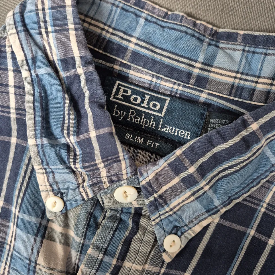 POLO RALPH LAUREN CHECK SHIRT IN BLUE/GREY - MEDIUM