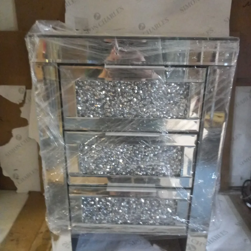 BOXED UNBRANDED MIRRORED BEDSIDE TABLE - COLLECTION ONLY