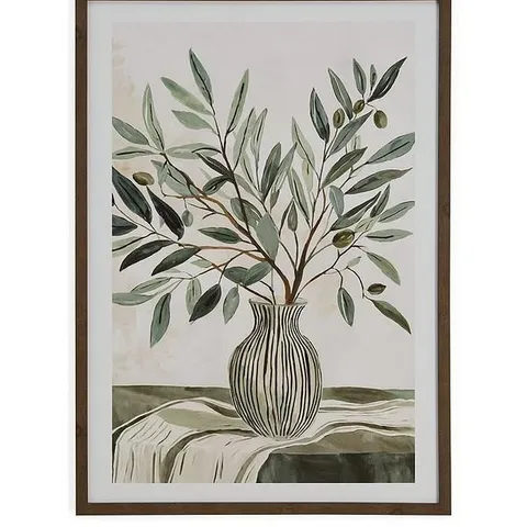 FRAMED OLIVE VASE PRINTED CANVAS 50X70CM