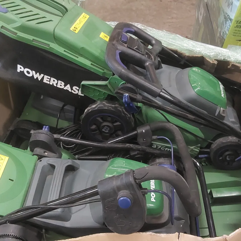 PALLET CONTAINING A VERY LARGE QUANTITY OF POWERBASE LAWN MOWERS ECT