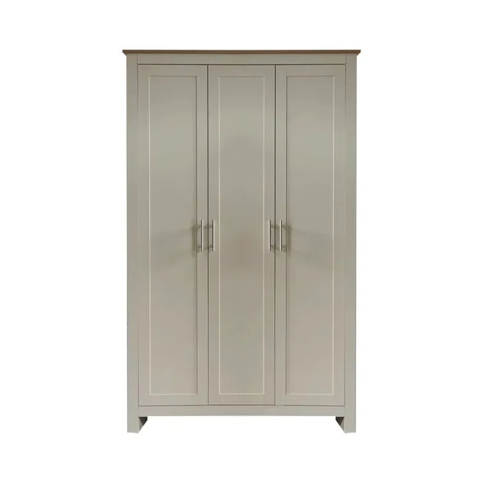 BOXED LANCASTER 4 PIECE SET 3 DOOR WARDROBE IN CREAM (4 BOXES)