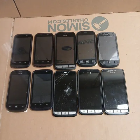 10 X ASSORTED SMARTPHONES IN VARIOUS MODELS TO INCLUDE ZTE, DORO ETC 