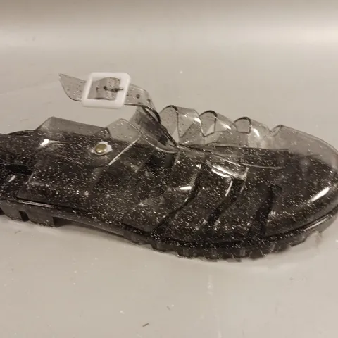 LOT OF APPROXIMATELY 14 PAIRS OF LINZI CLEAR GLITTER PLASTIC SANDALS - VARIOUS SIZES