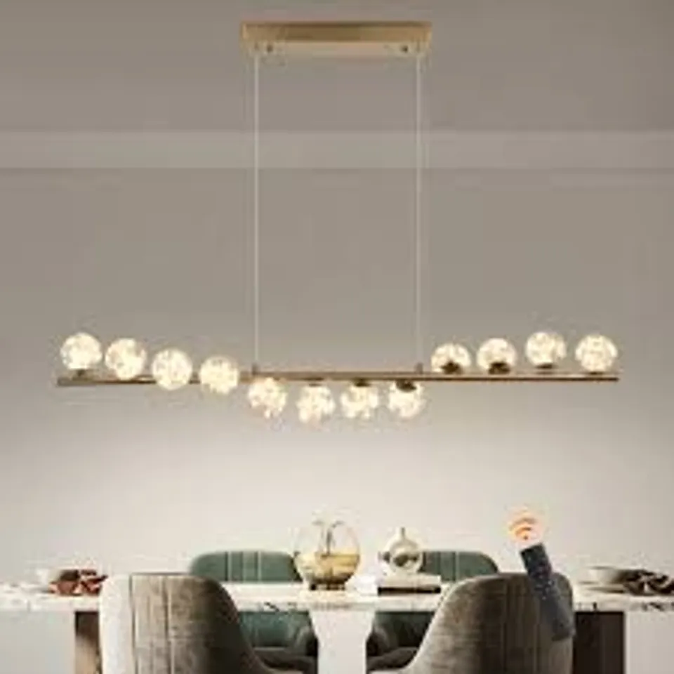 BOXED 12 LIGHT LED DIMMABLE LINEAR KITCHEN ISLAND PENDANT (1 BOX)