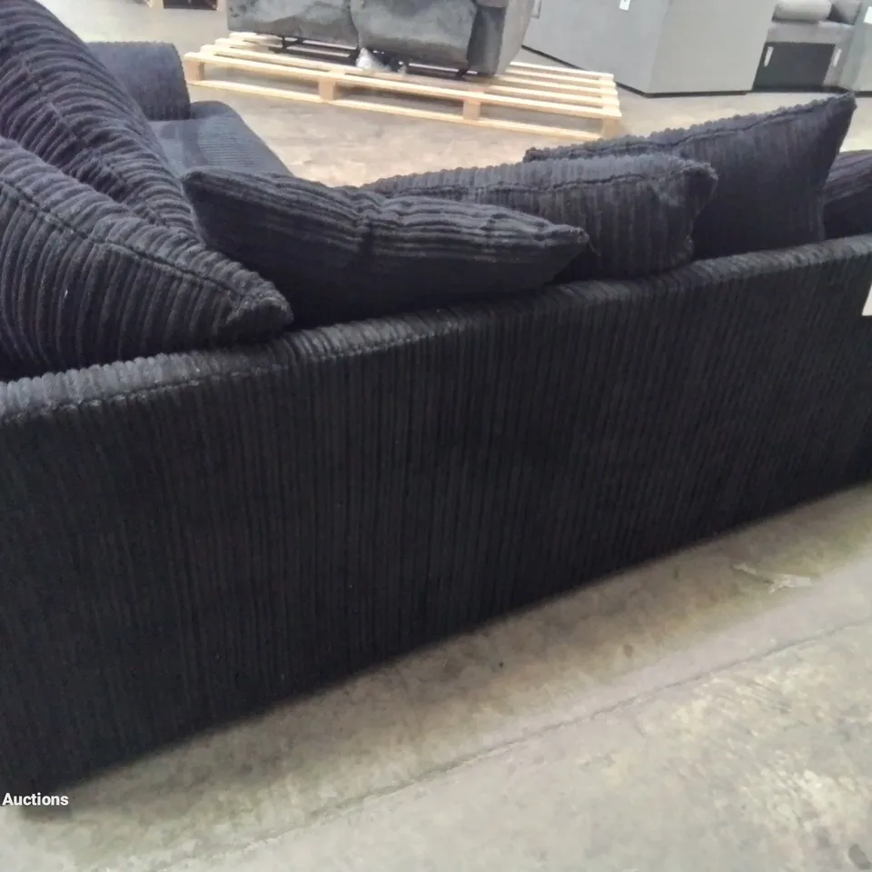 QUALITY DESIGNER AJO 2-PIECE CORNER SOFA - BLACK CORDUROY FABRIC 