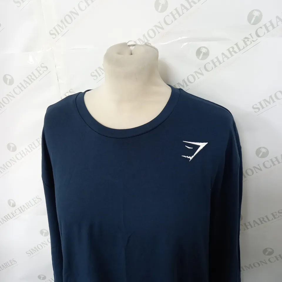 GYMSHARK CREST LONG SLEEVE T-SHIRT SIZE L