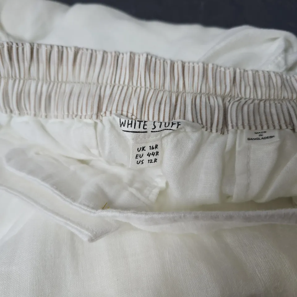 WHITE STUFF WHITE TROUSERS STRETCH WAIST SIZE 16R