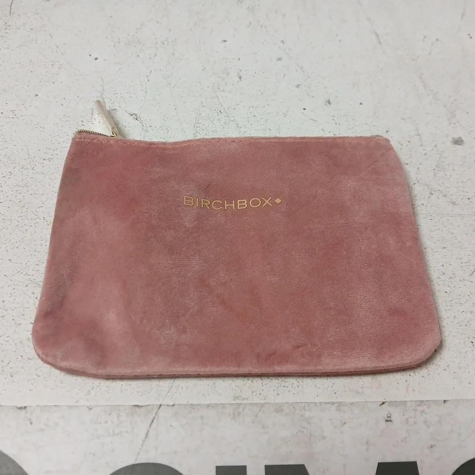 BIRCHBOX PINK VELVET COSMETIC POUCH WITH ZIP