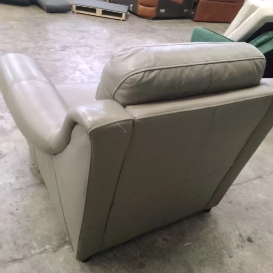 QUALITY DESIGNER ARMCHAIR - OLIVE LEATHER