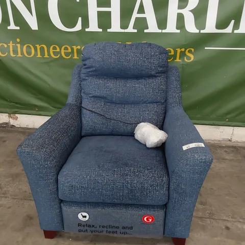 QUALITY BRITISH DESIGNER G PLAN TATE POWER RECLINING EAST CHAIR MONSOON MIDNIGHT FABRIC