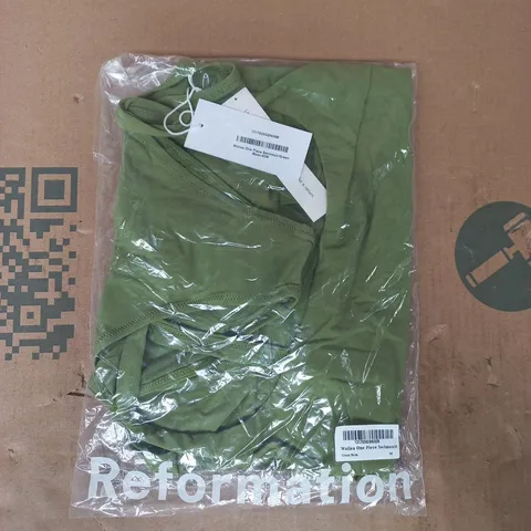 BAGGED REFORMATION WAILEA ONE PIECE SWIMSUIT IN GREEN BEAN SIZE MEDIUM