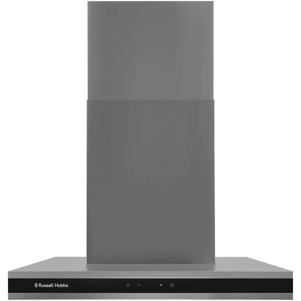BRAND NEW BOXED RUSSELL HOBBS 60CM WIDE BLACK GLASS & DARK STEEL T-SHAPED CHIMNEY COOKER HOOD (1 BOX)