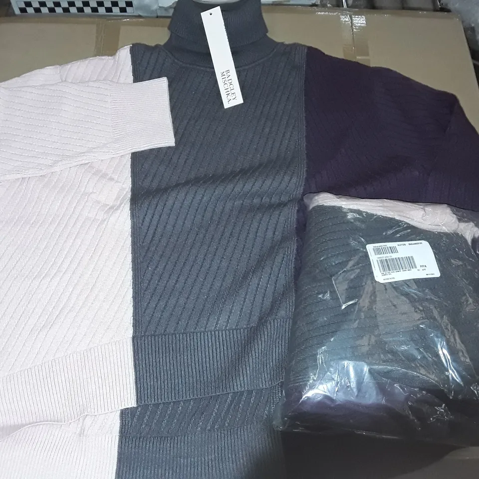 LOT OF APPROXIMATELY 10 BAGGED AS NEW BADGLEY MISCHKA ROLL NECK JUMPERS IN MULTI - ALL SIZE LRG