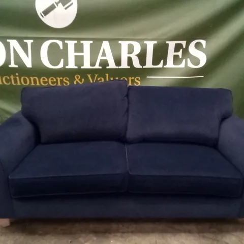 QUALITY THE LOUNGE CO DESIGNER 2.5 SEATER SOFA - DARK BLUE FABRIC