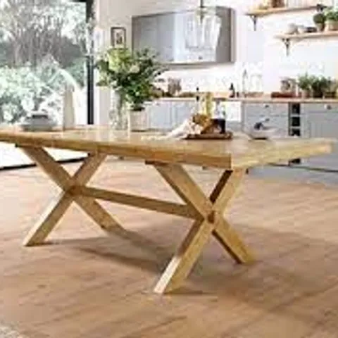 BOXED GRANGE X-BASE OAK 180-220CM EXTENDING DINING TABLE (2 BOXES)
