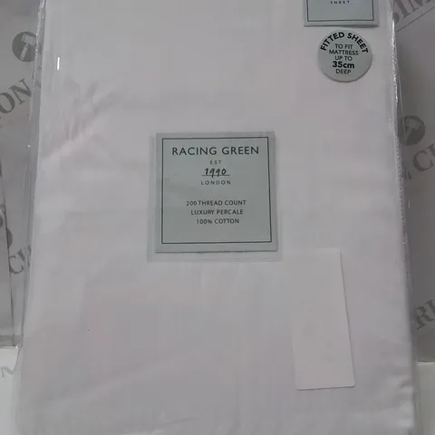 BRAND NEW RACING GREEN SUPER KINGSIZE DEEP FITTED SHEET -WHITE-