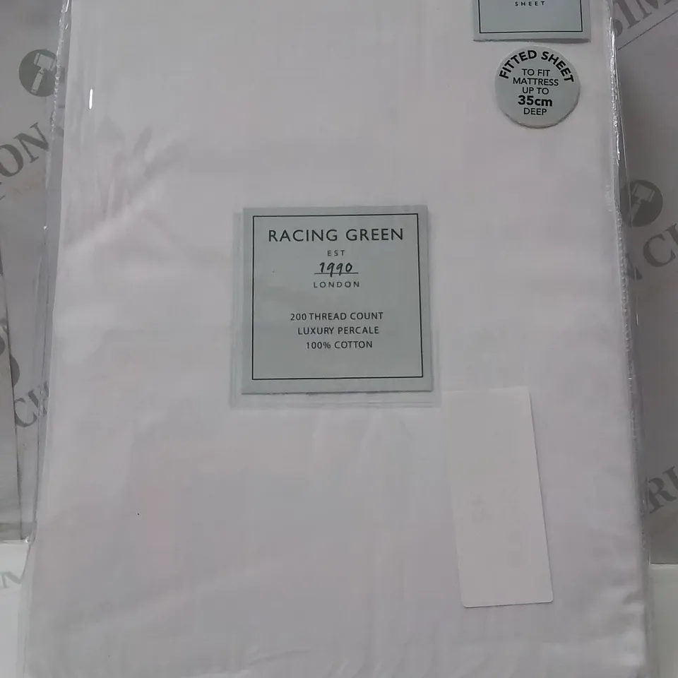 BRAND NEW RACING GREEN SUPER KINGSIZE DEEP FITTED SHEET -WHITE-