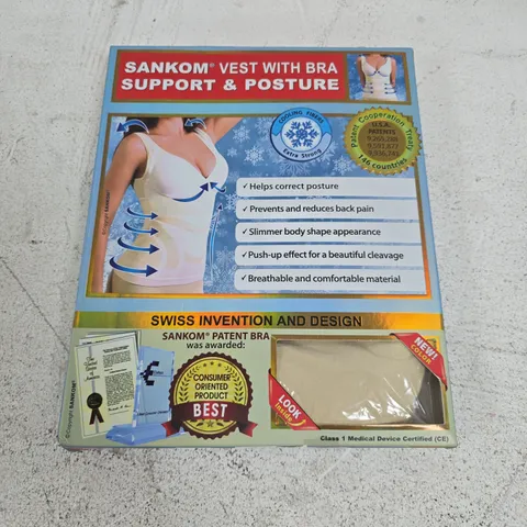 BOXED SANKOM VEST WITH BRA SUPPORT & POSTURE IN COOLING BEIGE - M/L