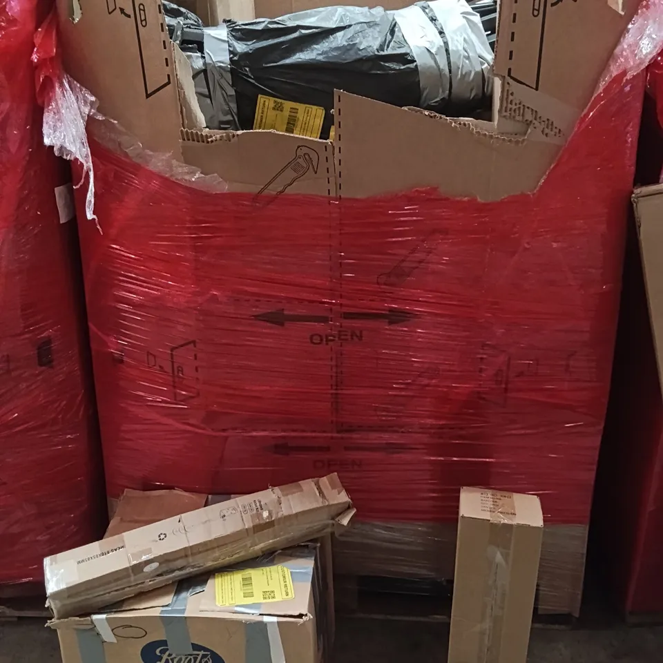 PALLET OF ASSORTED HOUSEHOLD GOODS AND PRODUCTS TO INCLUDE; L SHAPED ANCHOR KIT 24 INCH, MIRROR,DYNA LIVING 