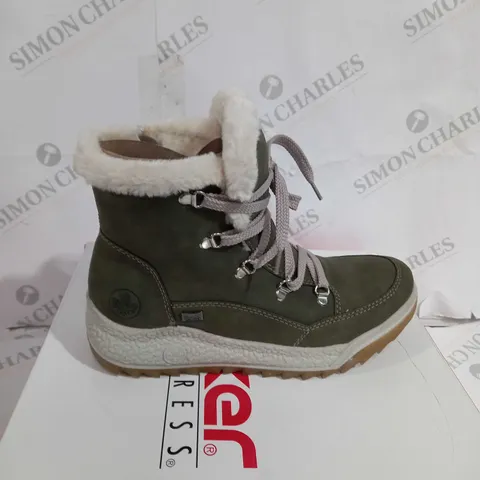 BOXED pair of RIEKER ANTISTRESS HIKING BOOTS, KHAKI - SIZE 6