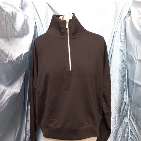 GK VICTORY 1/4 ZIP FUNNEL NECK TOP – UK 10 (US 6, EU 38) BLACK