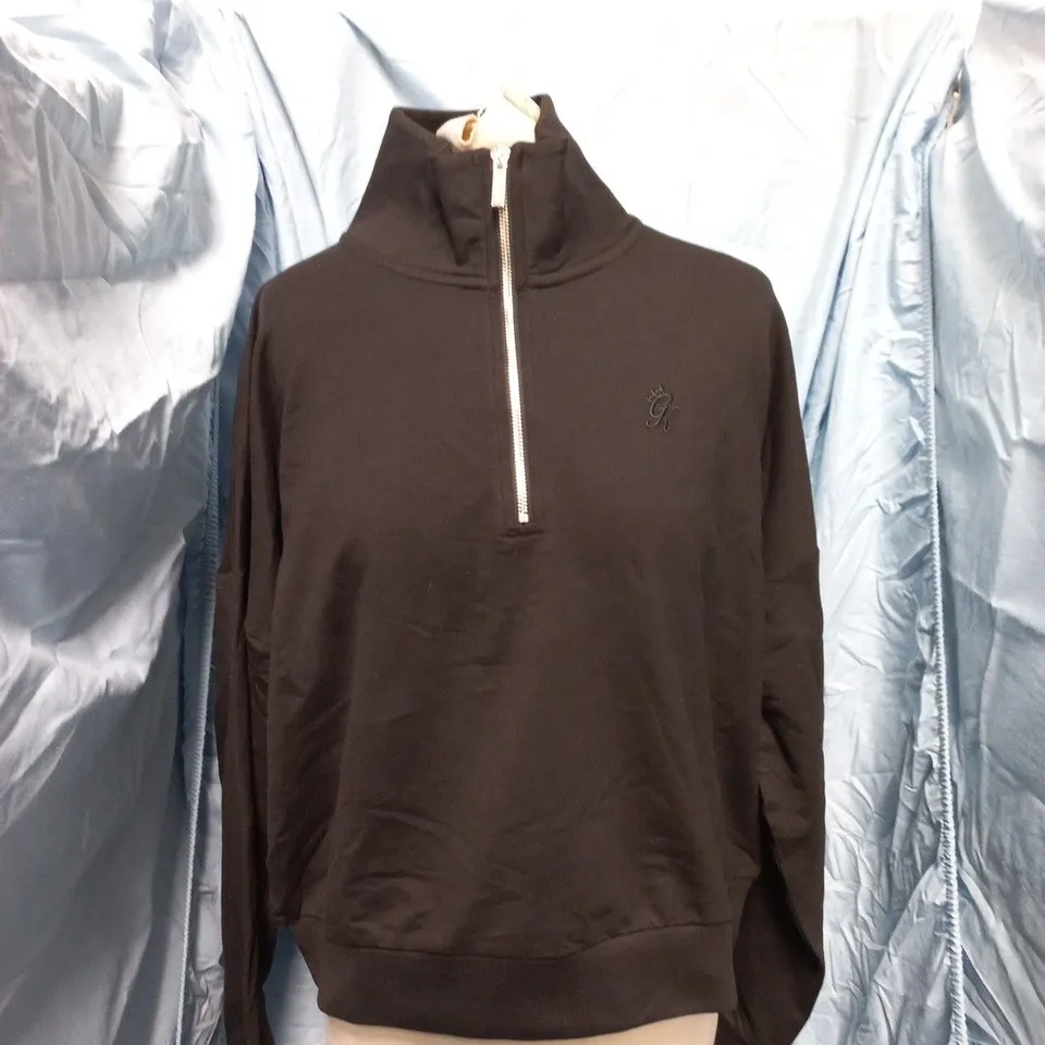 GK VICTORY 1/4 ZIP FUNNEL NECK TOP – UK 10 (US 6, EU 38) BLACK
