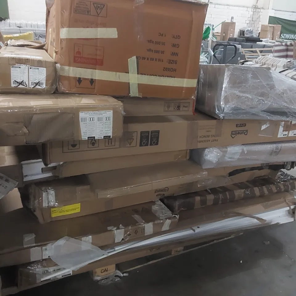 PALLET CONTAINING A VERY LARGE QUANTITY OF ASSORTED DESIGNER FURNITURE PARTS ECT 