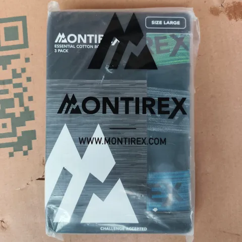 MONTIREX 3-PACK ESSENTIAL COTTON BOXERS IN VARIOUS COLOURS SIZE LARGE