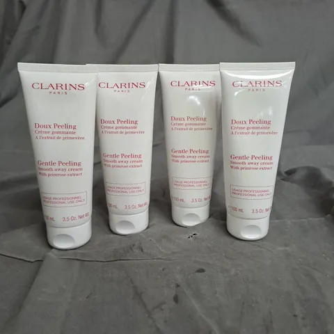 LOT OF 4 SEALED CLARINS GENTLE PEELING SMOOTH AWAY CREAM 100ML