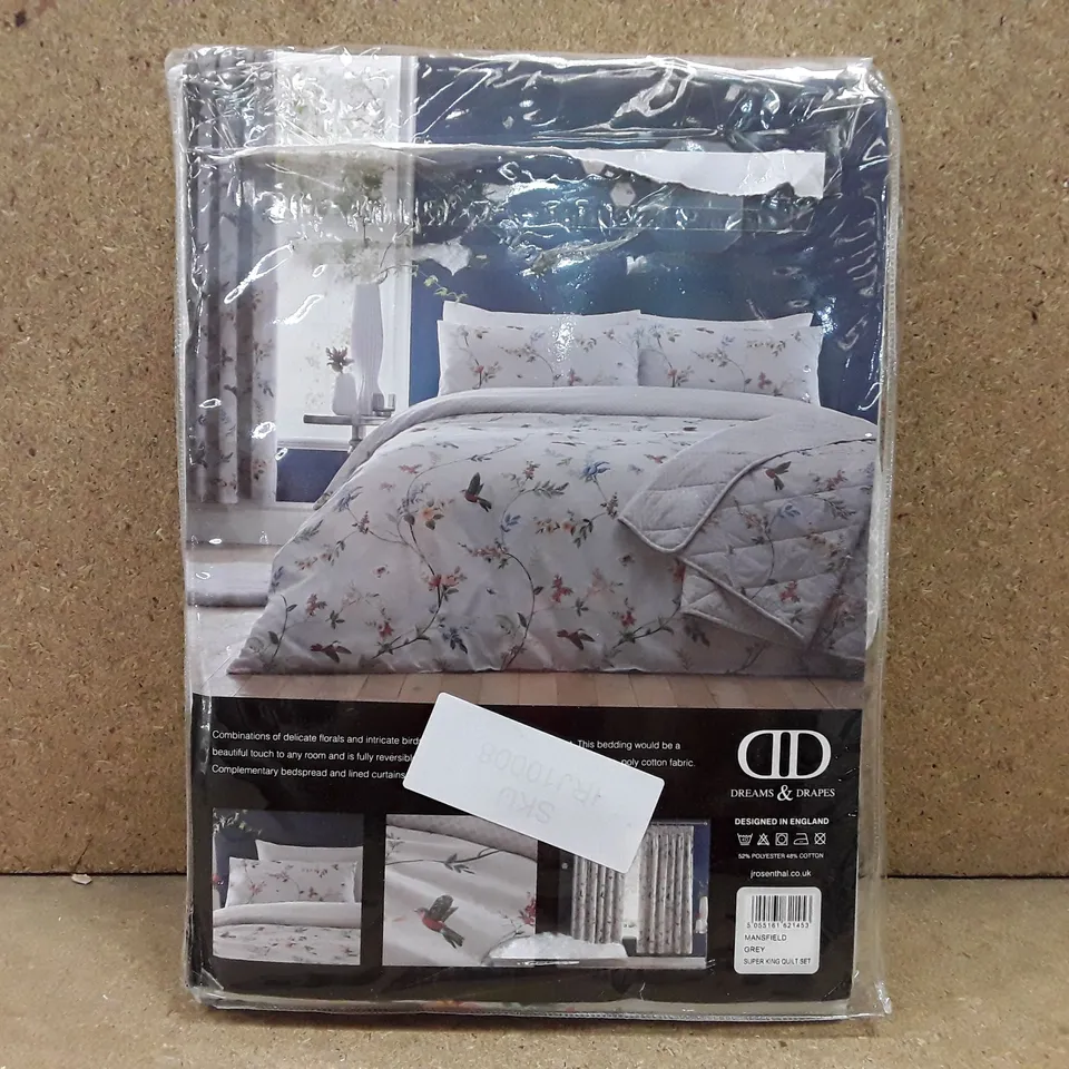 BRAND NEW DREAMS AND DRAPES SUPER KING SIZE DUVET SET - GREY