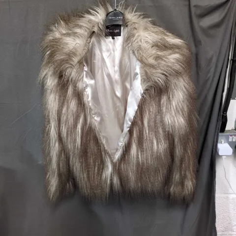 PHASE EIGHT FUR COAT – WOMEN'S UK 18 – BROWN/CREAM