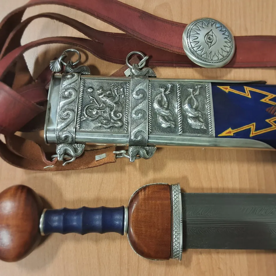 DECORATIVE 20" DOUBLE EDGED SWORD IN SHEATH
