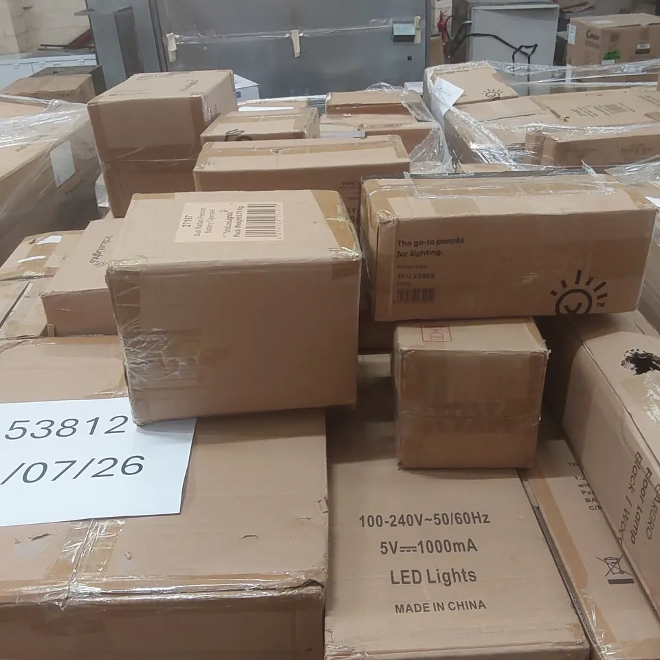 PALLET CONTAINING A VERY LARGE QUANTITY OF ASSORTED DESIGNER LIGHTING PRODUCTS