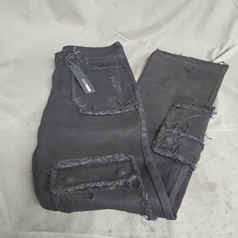 NOVAMEN CAN I CARGO STACKED SKINNY FLARE JEANS IN BLACK SIZE 34