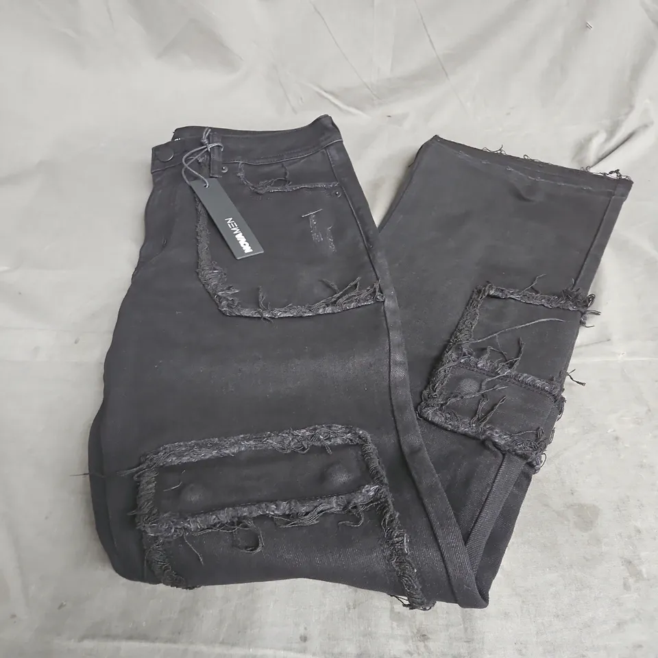 NOVAMEN CAN I CARGO STACKED SKINNY FLARE JEANS IN BLACK SIZE 34