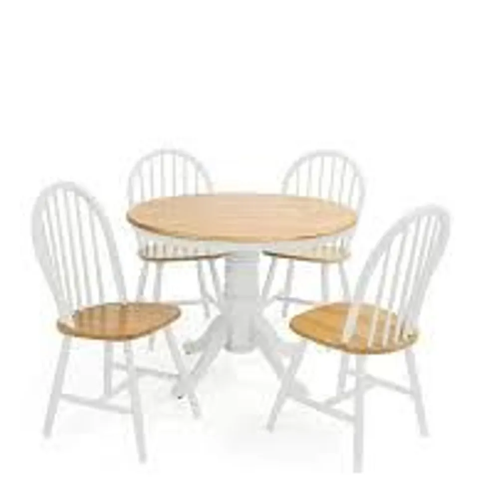 BOXED RUBBERWOOD FIXED TOP 100cm KENTUCKY DINING TABLE + 4 CHAIRS - WHITE (3 BOXES) RRP £349