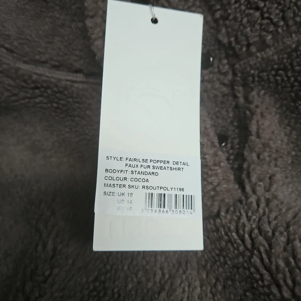 REASN FAUX FUR JACKET – COCOA, UK 18