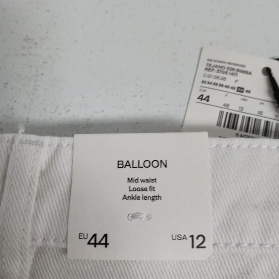 BALLOON TROUSERS – UK 16 (EU 44, USA 12) BY MNG, MID WAIST, LOOSE FIT, ANKLE LENGTH