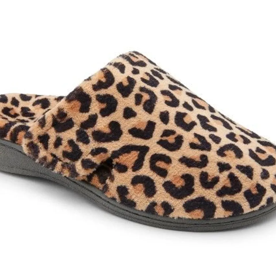 VIONIC GEMMA TERRY SLIPPERS NATURAL LEOPARD SIZE 7