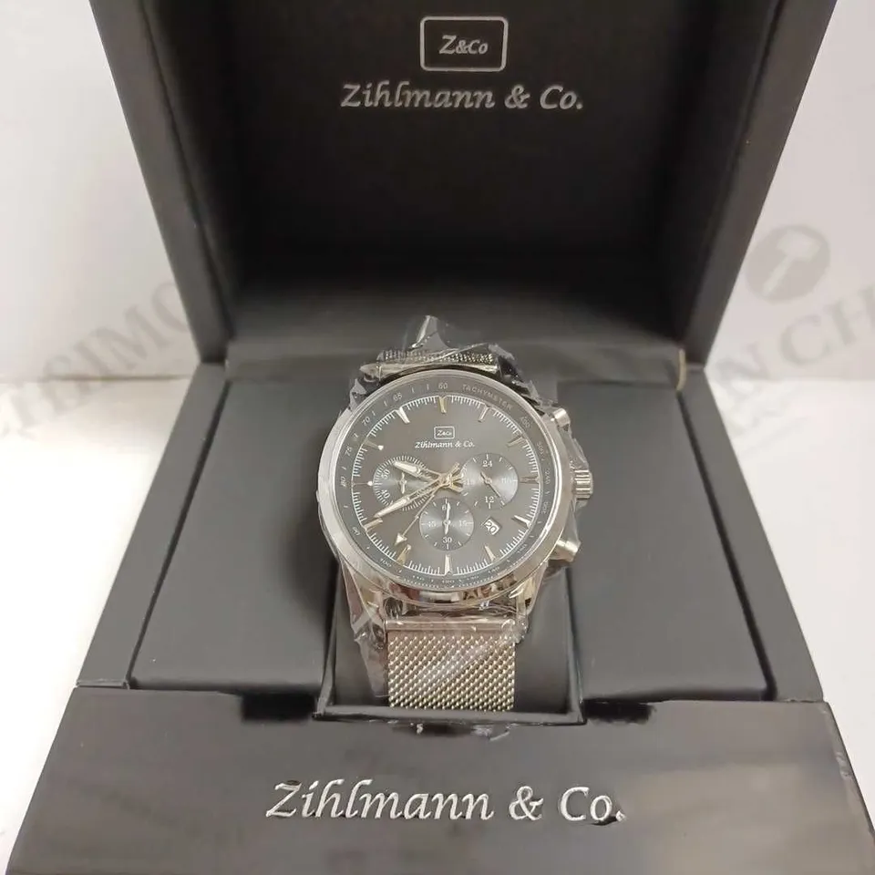ZIHLMANN & CO TACHYMETER CHRONOGRAPH TRIPLE DIAL MESH STRAP WRISTWATCH