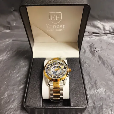 MENS ERNEST FERDINAND WATCH – GLOBAL DIAL – STAINLESS STEEL STRAP