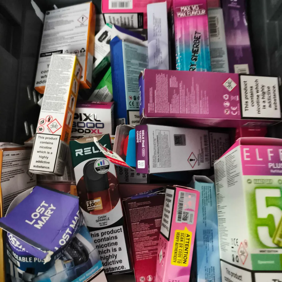 APPROXIMATELY 15 ASSORTED E-CIGARETTE AND VAPE PRODUCTS TO INCLUDE IVG, VUSE, LOST MARY ETC 