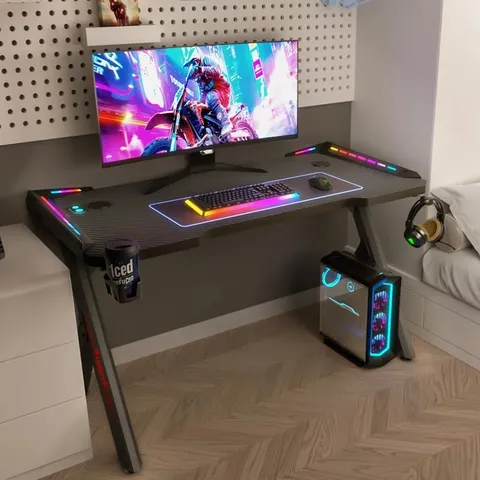 BOXED HOME OFFICE DESK GAMING WITH RGB LIGHTING (1 BOX)