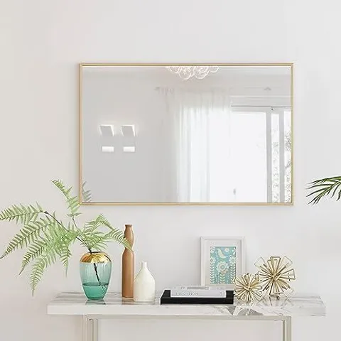 BOXED EMMA GOLD RECTANGLE WALL MIRROR 100 x 66cm (1 BOX)