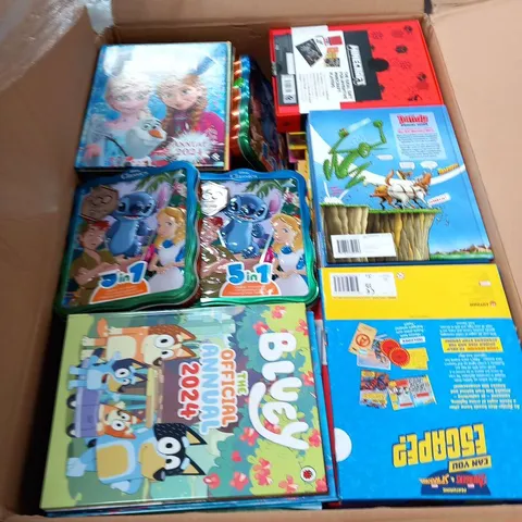 LARGE QUANTITY OF ASORTED CHILDREN'S BOOKS AND ACCESSORIES TO INCLUDE; BUSY BOOKS, ANNUALS AND CRAFT SETS